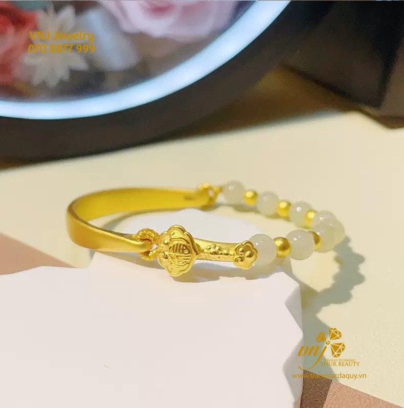 Lắc Tay Cẩm Thạch Vàng