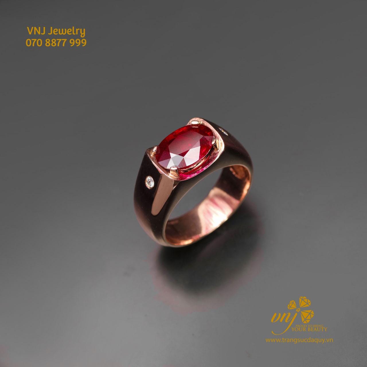 Nhẫn Ruby Đỏ Vip Lục Yên Vàng Hồng Nm109