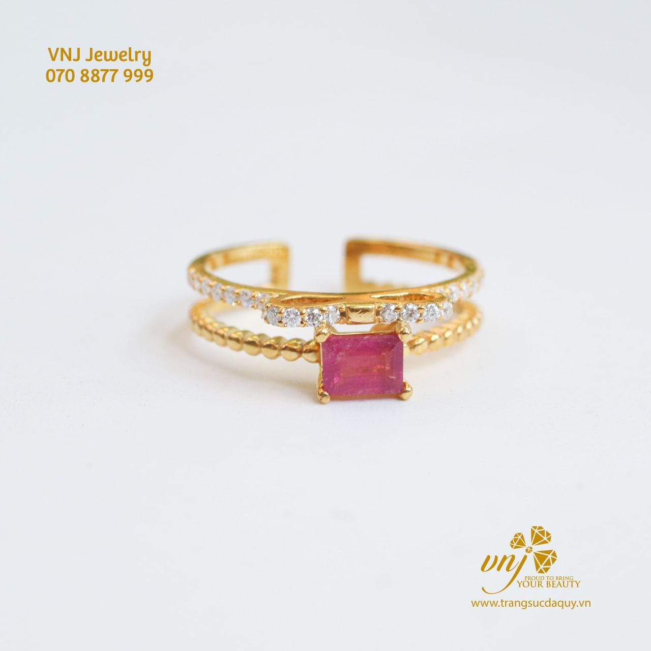 Nhẫn Tourmaline đỏ Thiên Nhiên (2)