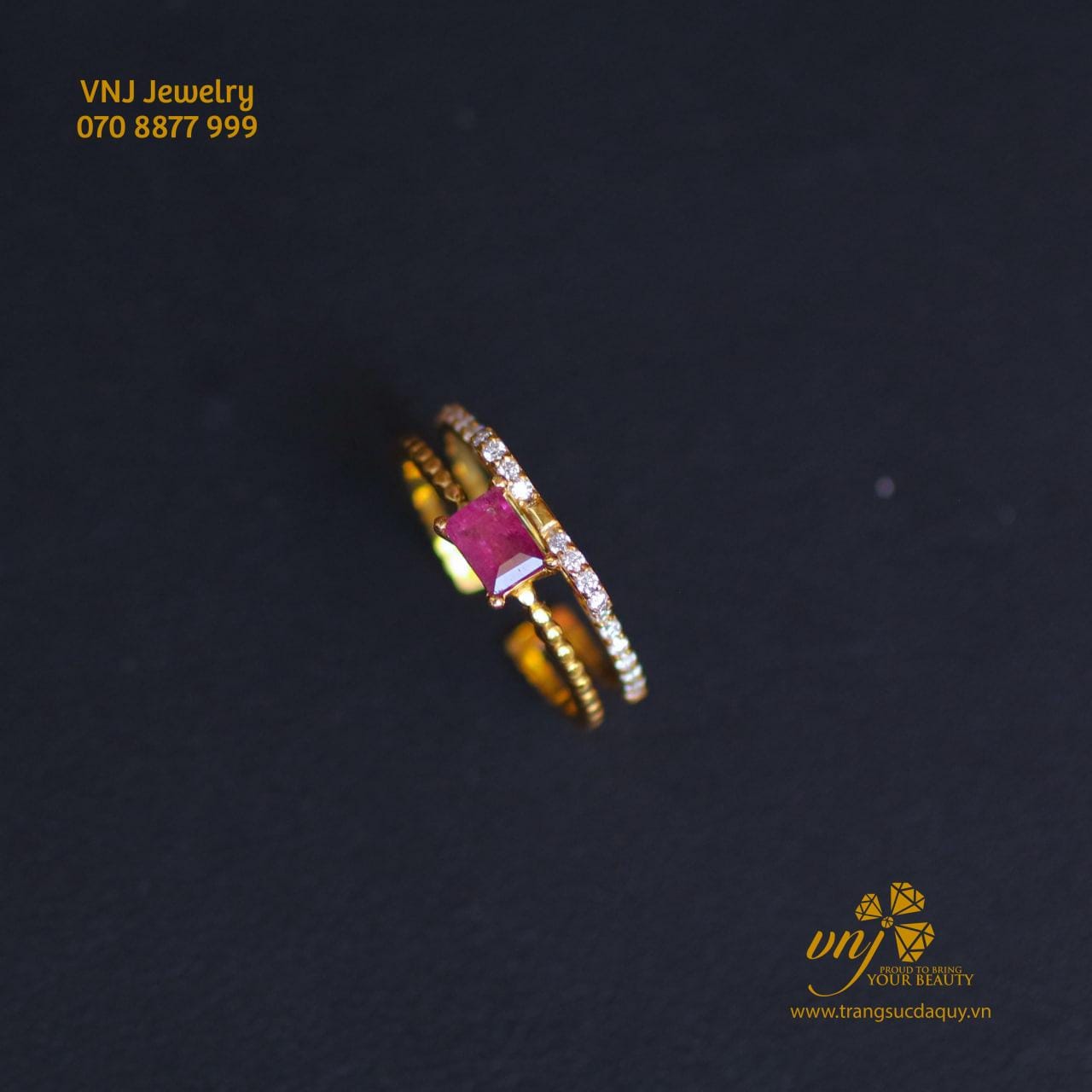 Nhẫn Tourmaline đỏ Thiên Nhiên (3)