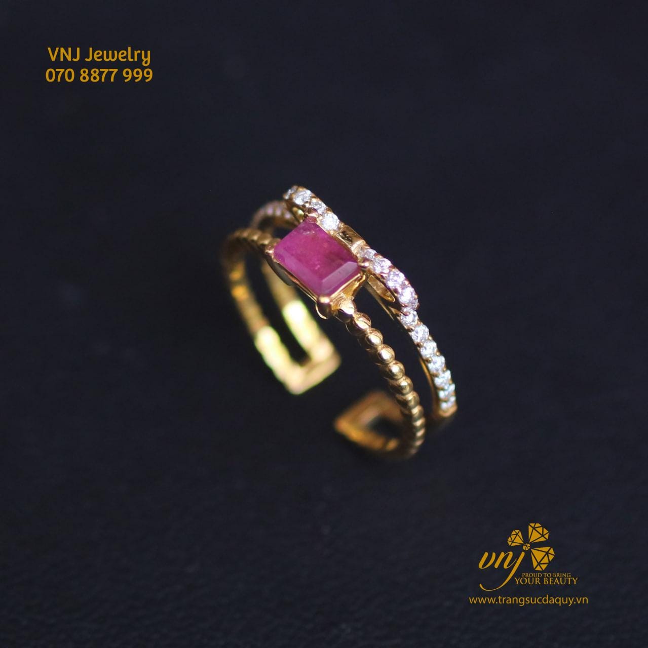 Nhẫn Tourmaline đỏ Thiên Nhiên (4)