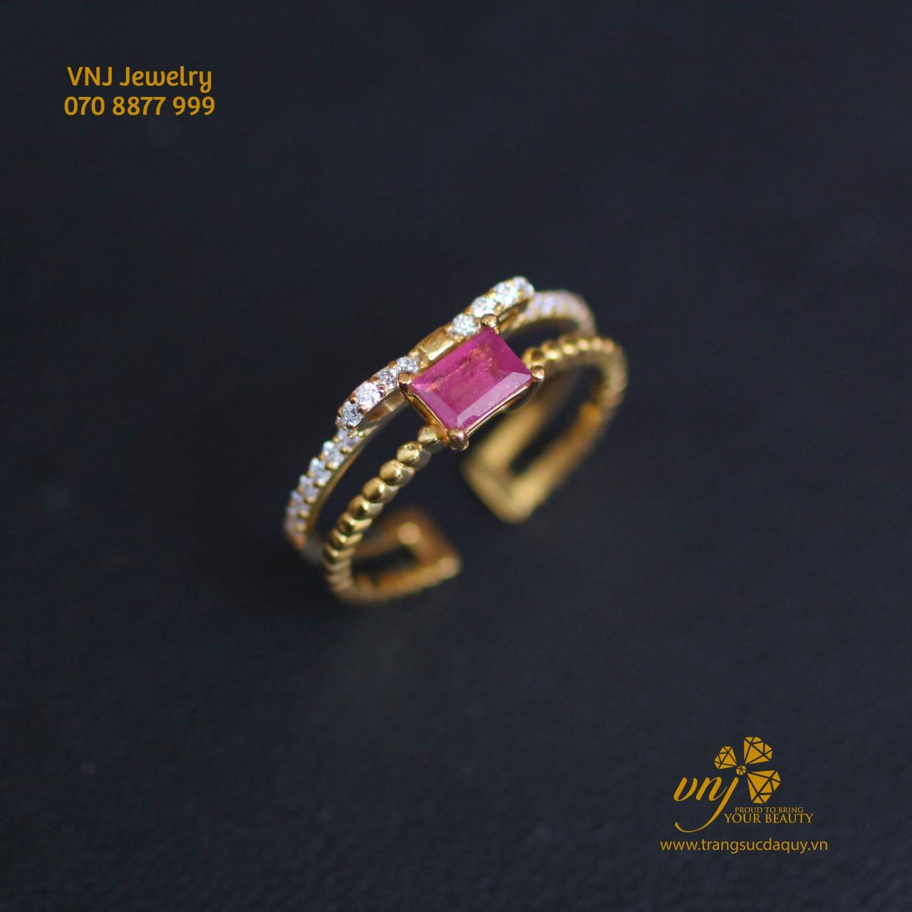 Nhẫn Tourmaline đỏ Thiên Nhiên (6)
