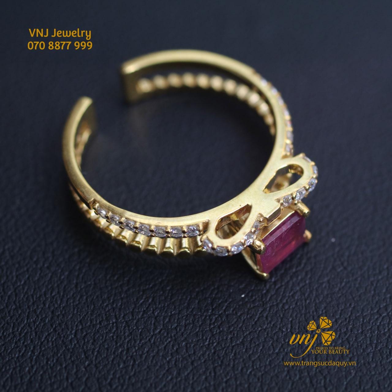 Nhẫn Tourmaline đỏ Thiên Nhiên (7)