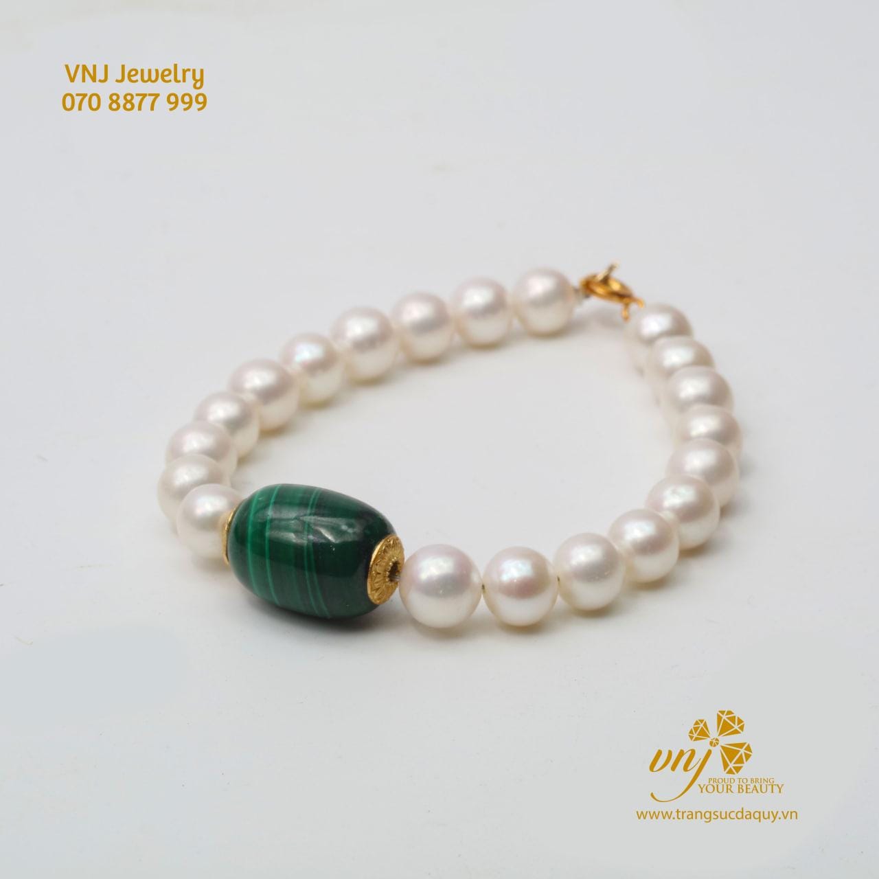 Vòng Tay Ngọc Trai Mix Malachite Vcnt20 (8)
