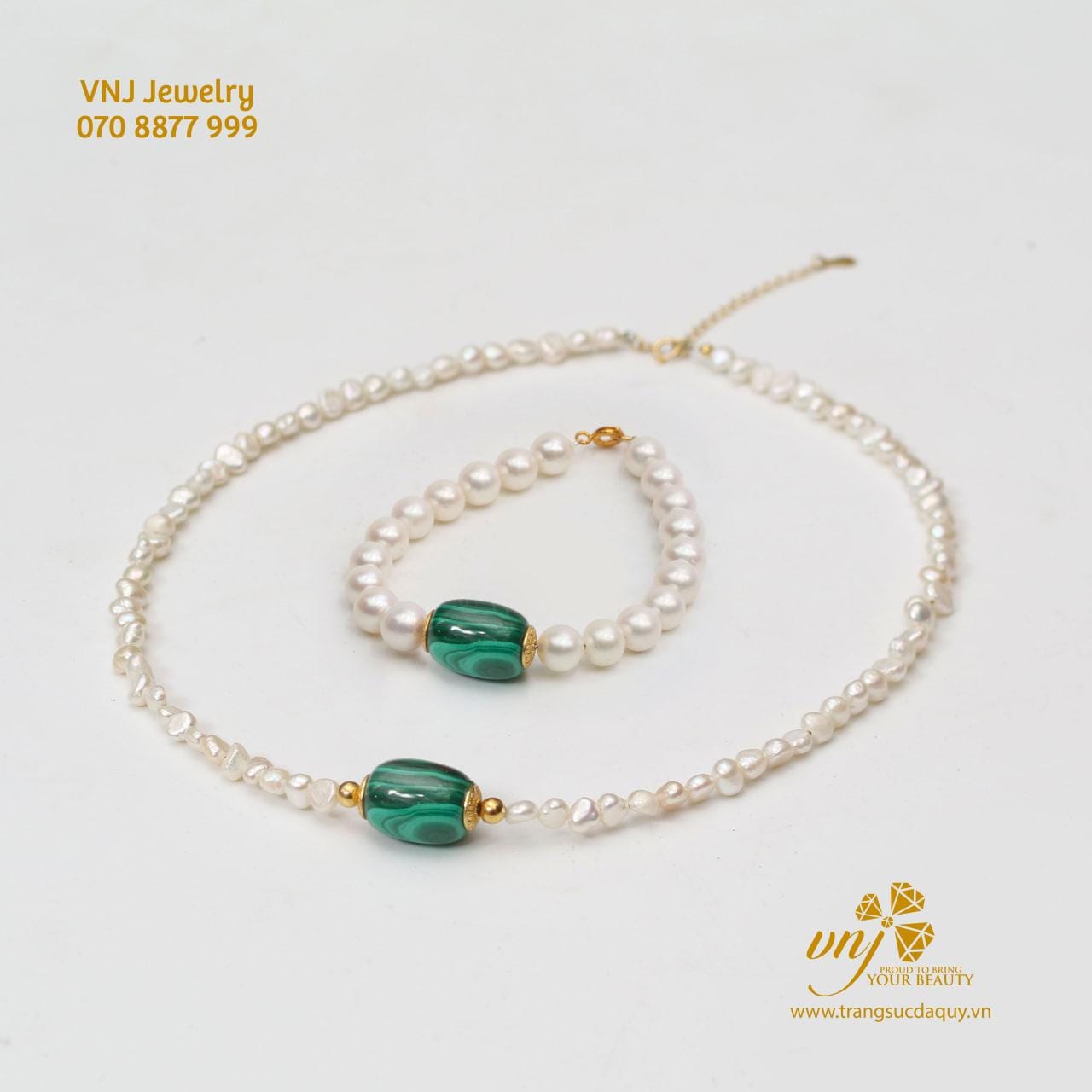 Vòng Tay Ngọc Trai Mix Malachite Vcnt20 (10)