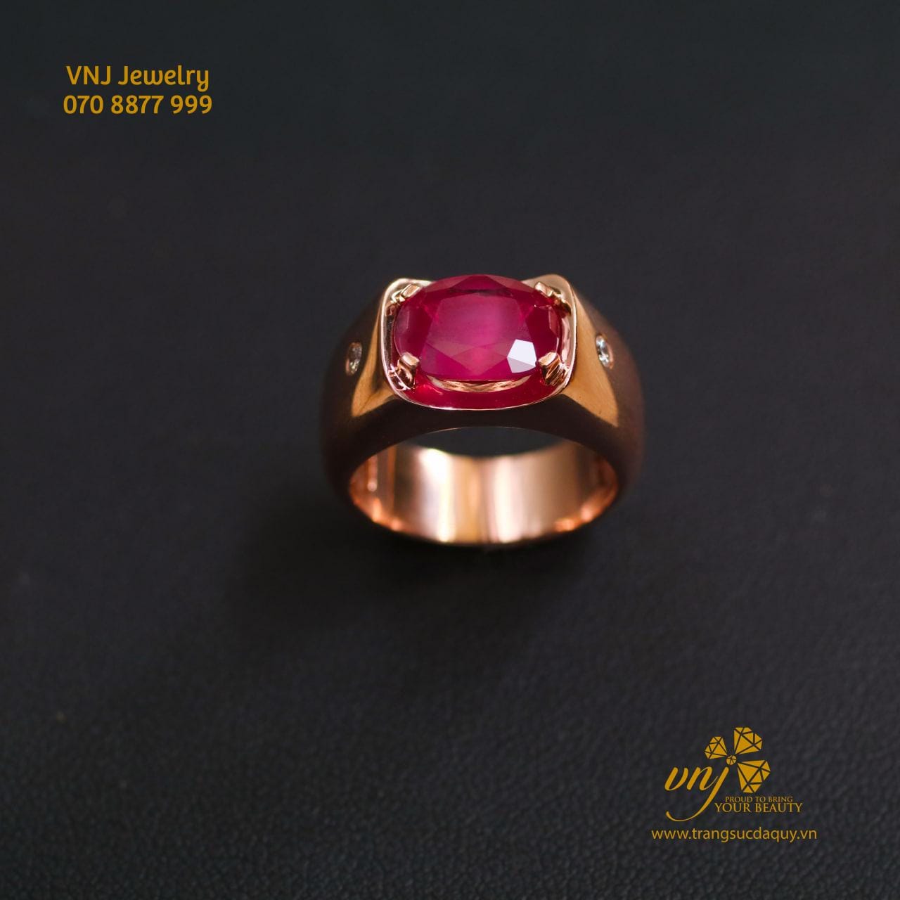 Nhẫn Ruby Lục Yên Vàng Hồng NM107