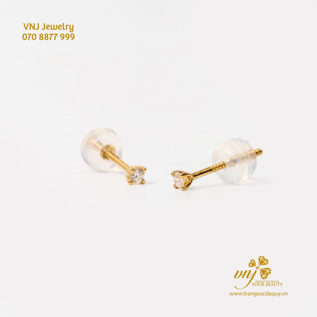 Bông Tai Kim Cương Thiên Nhiên BTKC13 - Phiên bản chuôi vặn