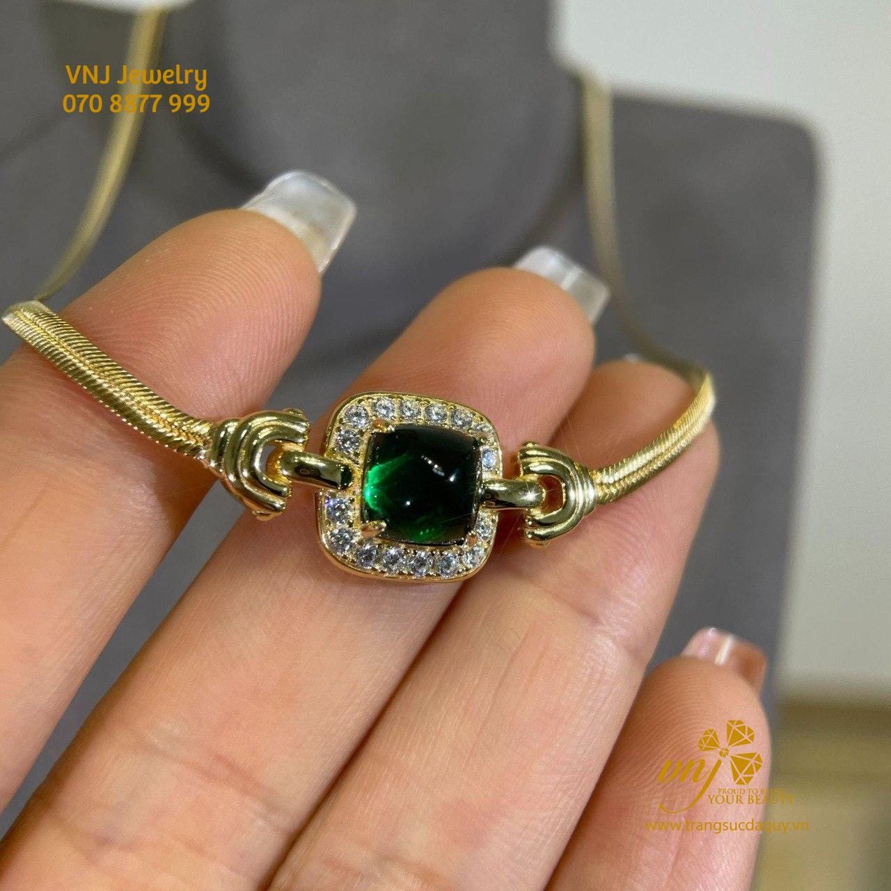 Dây Chuyền Đá Emerald Thiên Nhiên MDE1