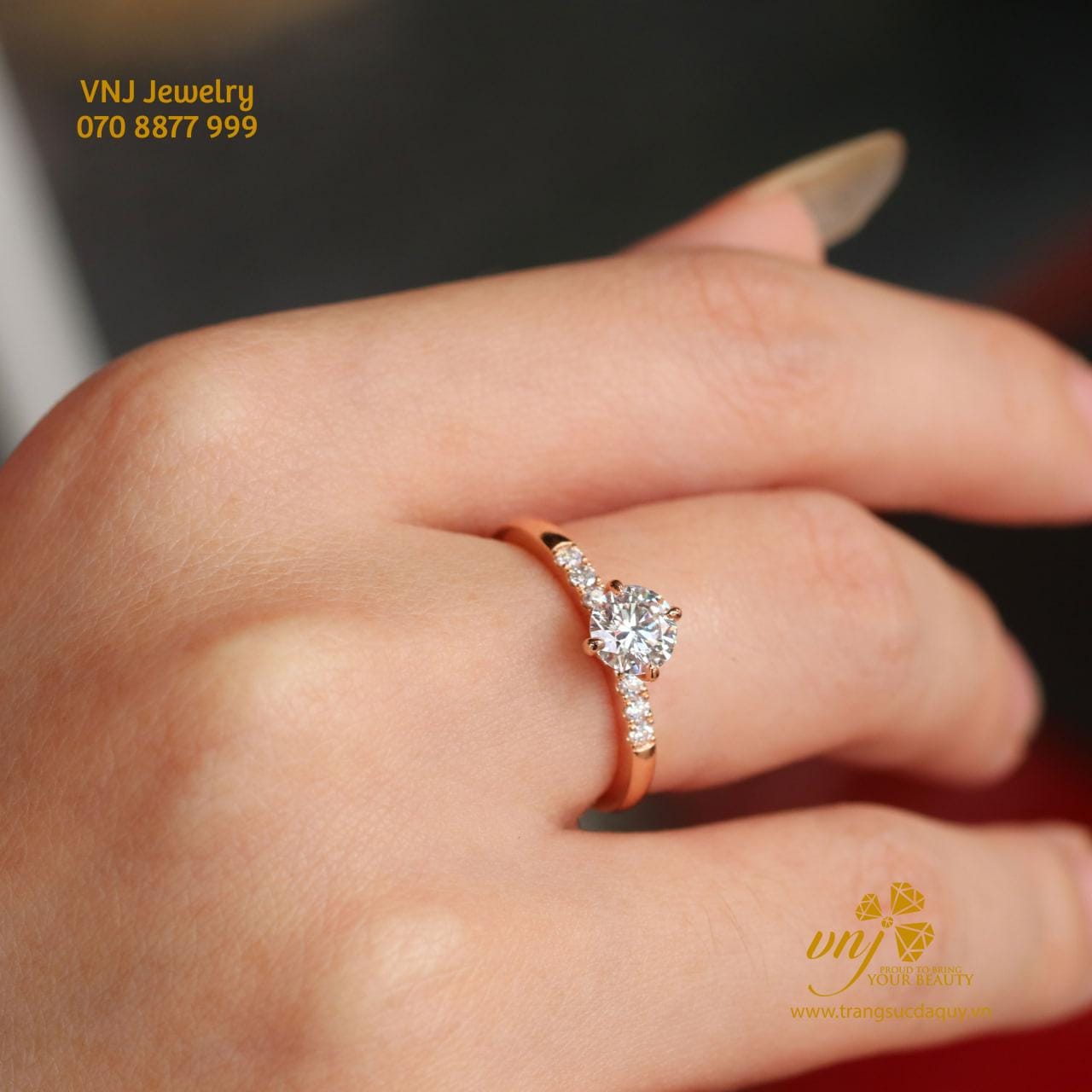 Nhẫn Cầu Hôn Kim Cương Vàng Hồng Nwd32