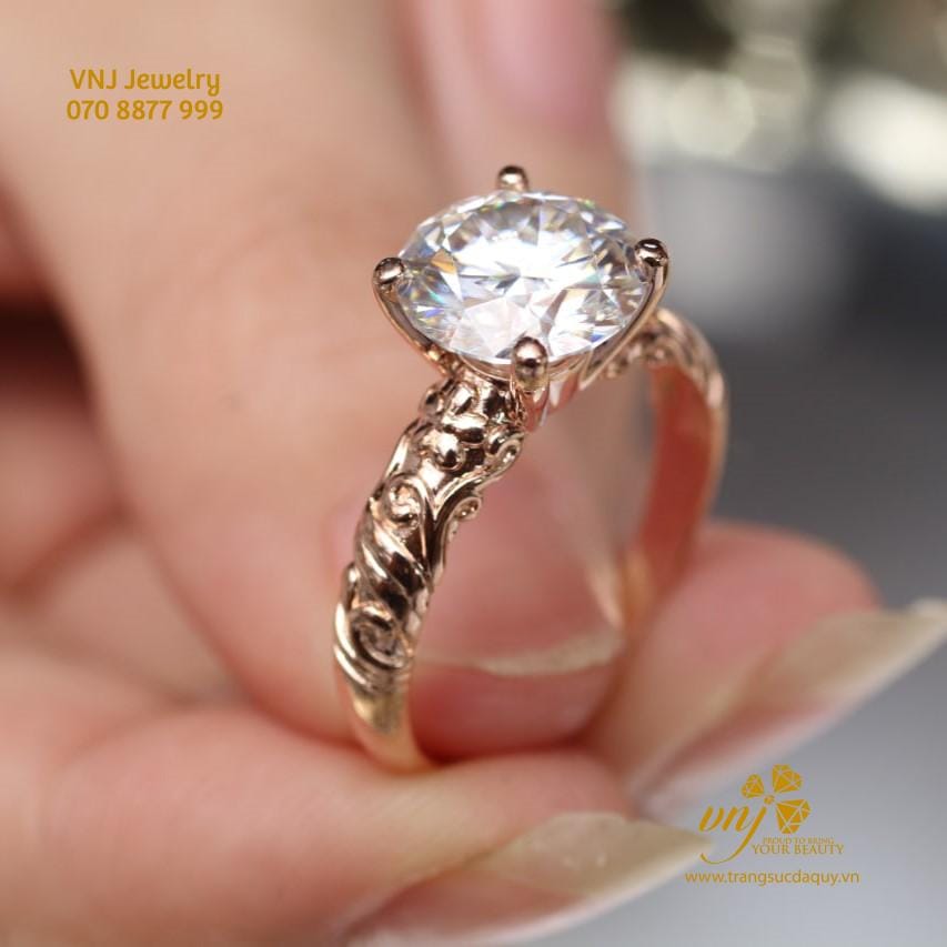 Nhẫn Kim Cương Vàng Hồng