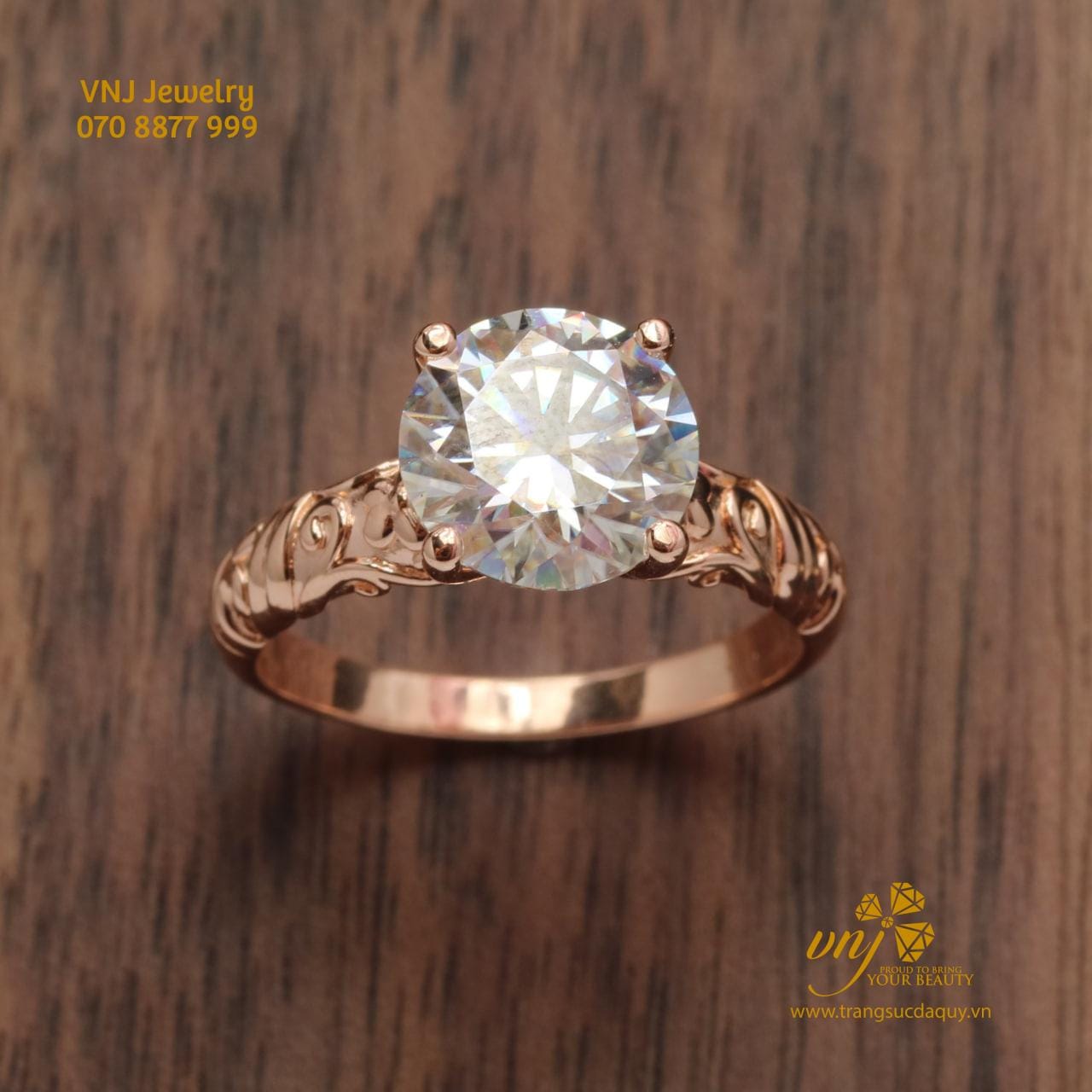 Nhẫn Kim Cương Vàng Hồng (3)