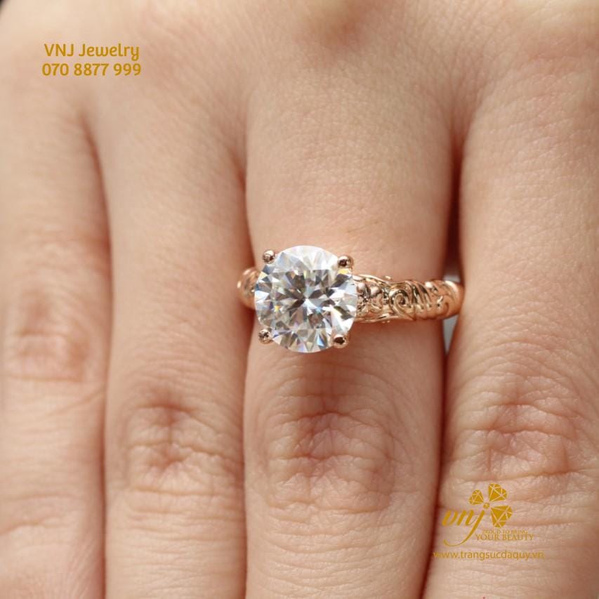 Nhẫn Kim Cương Vàng Hồng