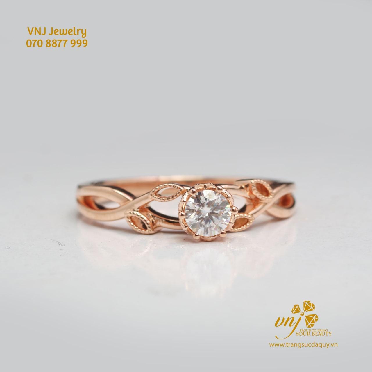 Nhẫn Kim Cương Vàng Hồng Vintage (3)