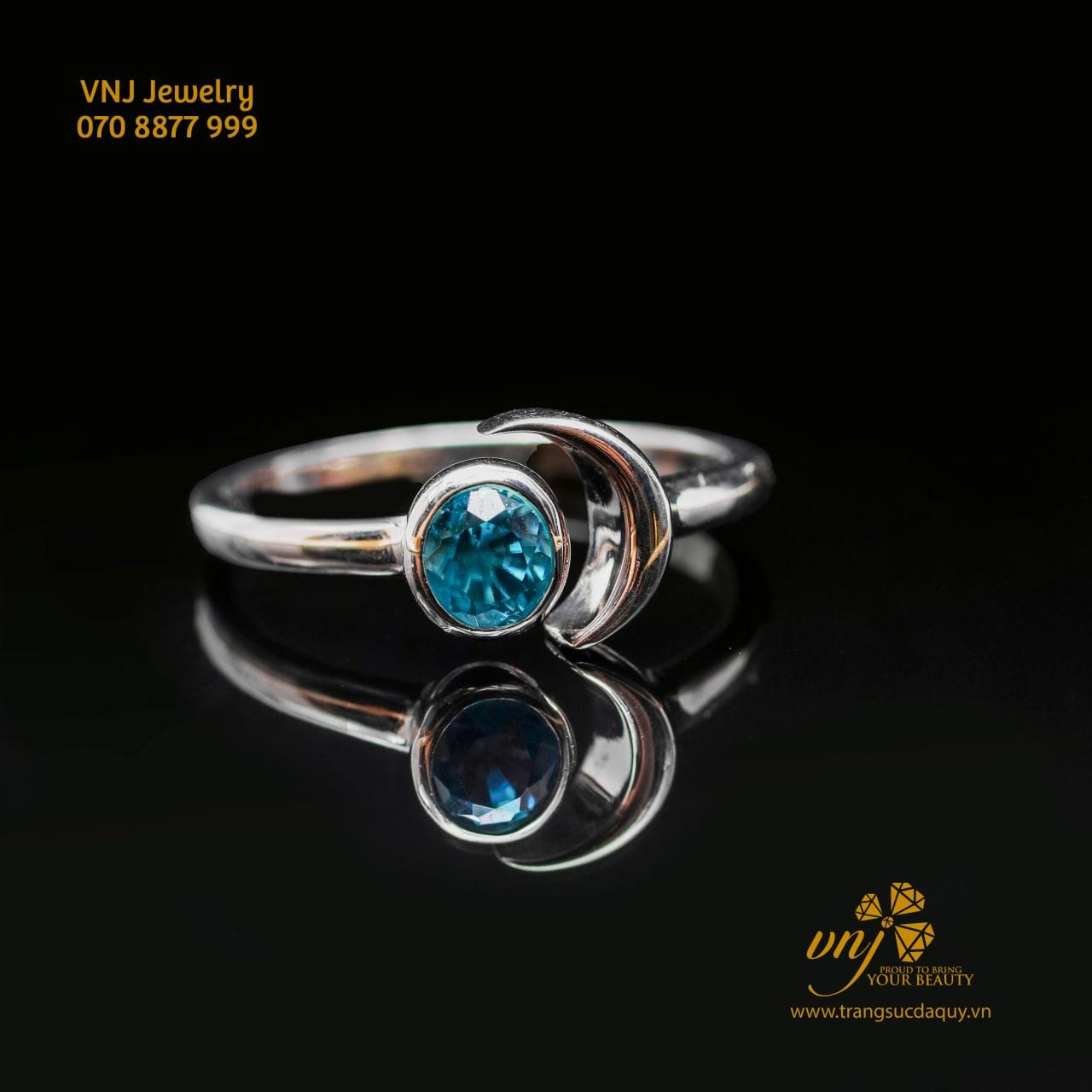 Nhẫn Zircon Xanh Thiên Nhiên (3)