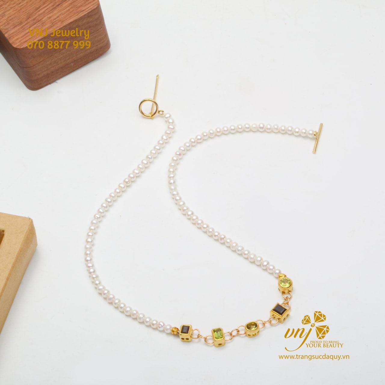 Vòng Cổ Ngọc Trai đính Peridot (4)