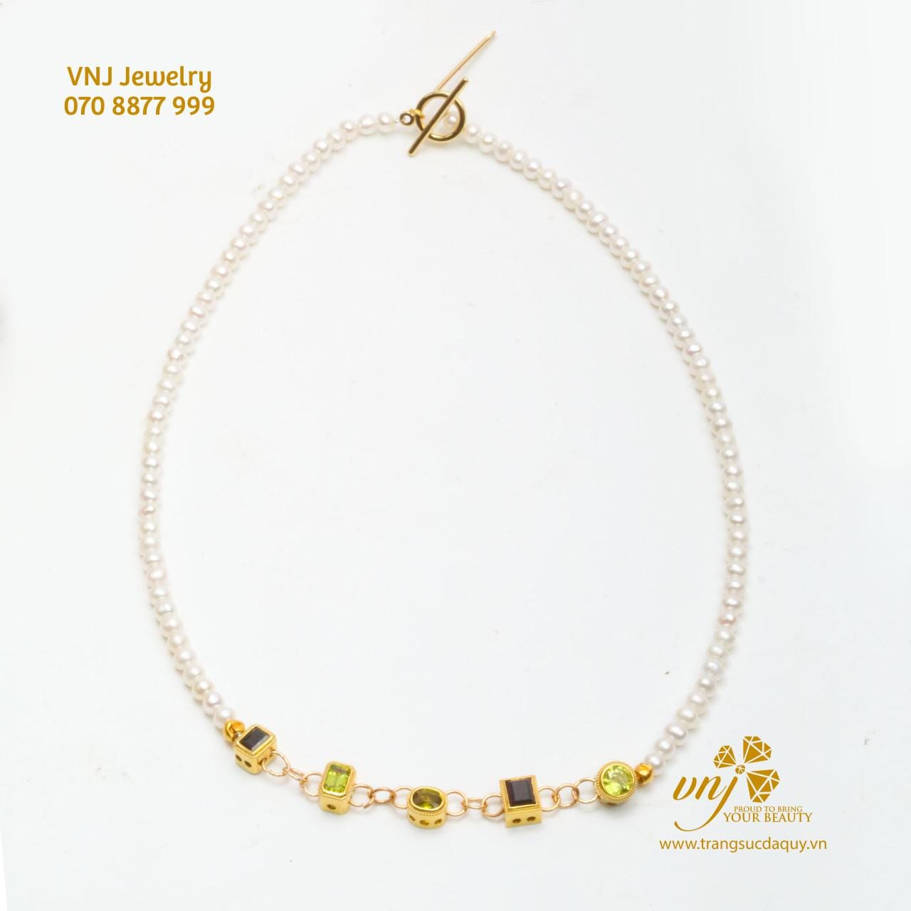 Vòng Cổ Ngọc Trai đính Peridot