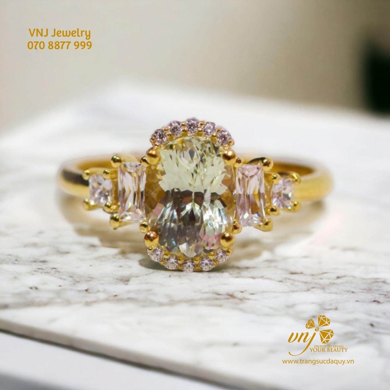 Nhẫn Đá Garnet Xanh Thiên Nhiên Nwg13