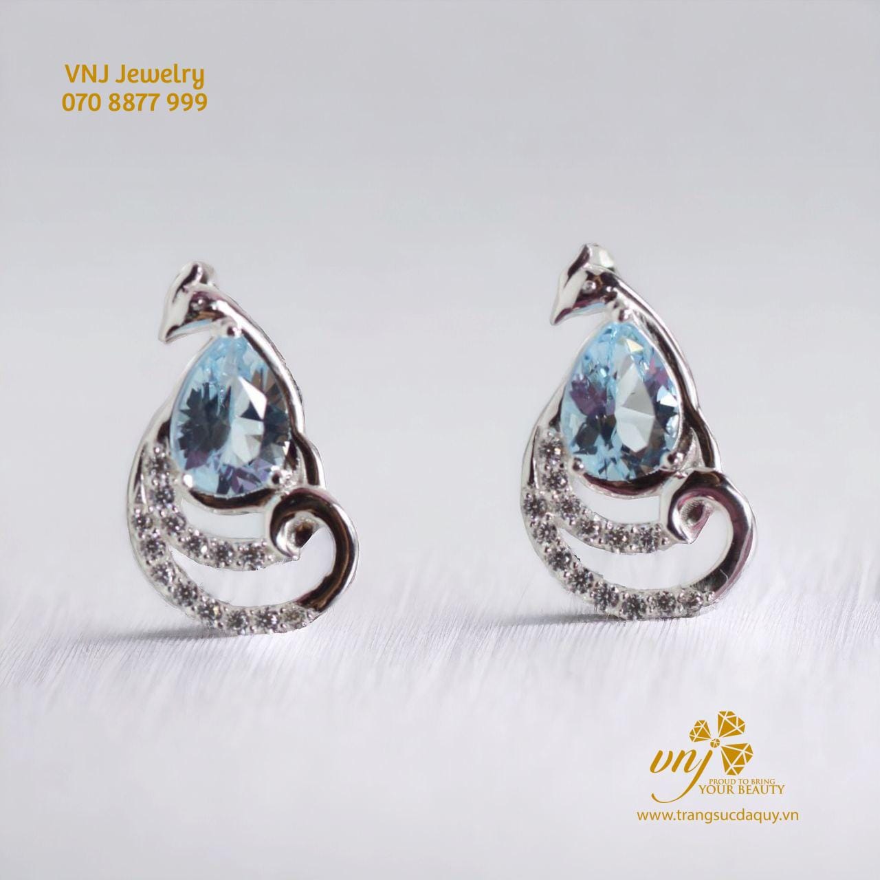 Bông Tai Thiên Nga Đá Topaz BTT12