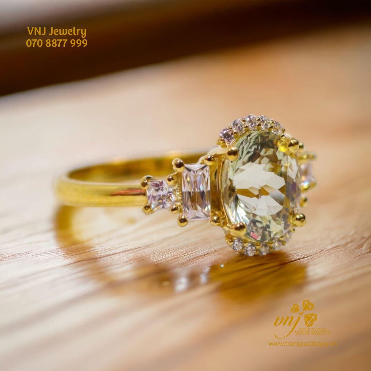 Nhẫn Đá Garnet Xanh Thiên Nhiên Nwg13