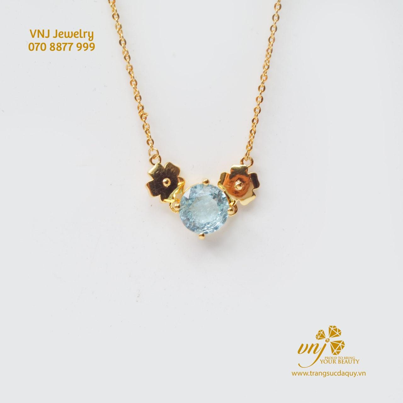 Dây Chuyền Aquamarine Mix Sapphire Vàng - VDA7
