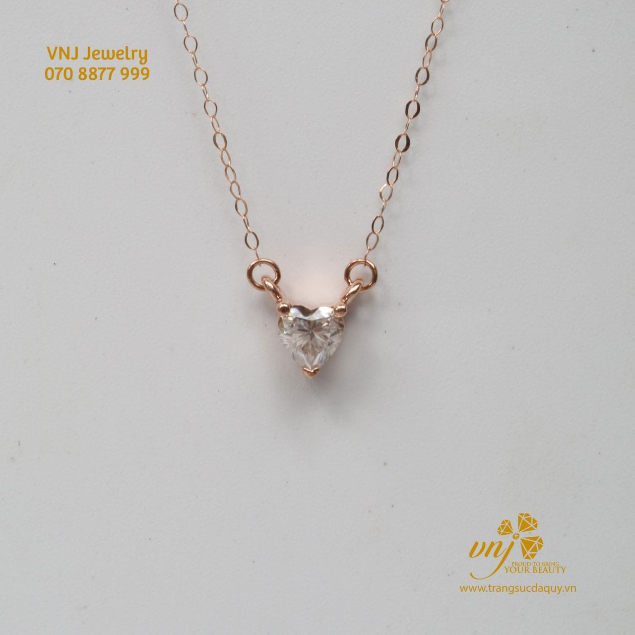 Mặt Dây Chuyền Kim Cương Trái Tim Vàng Hồng (3)
