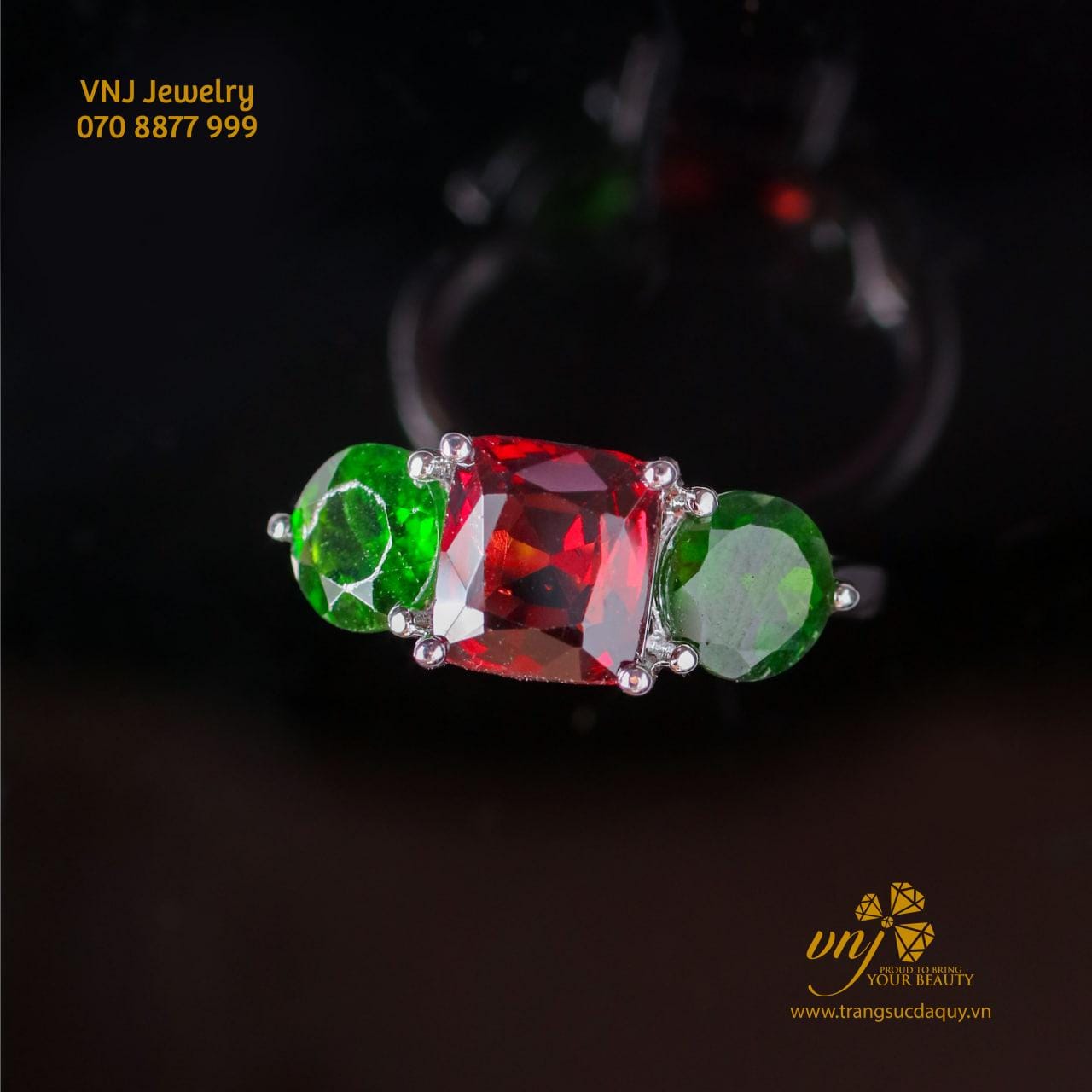 Nhẫn Garnet Xanh Mix Garnet đỏ. (2)