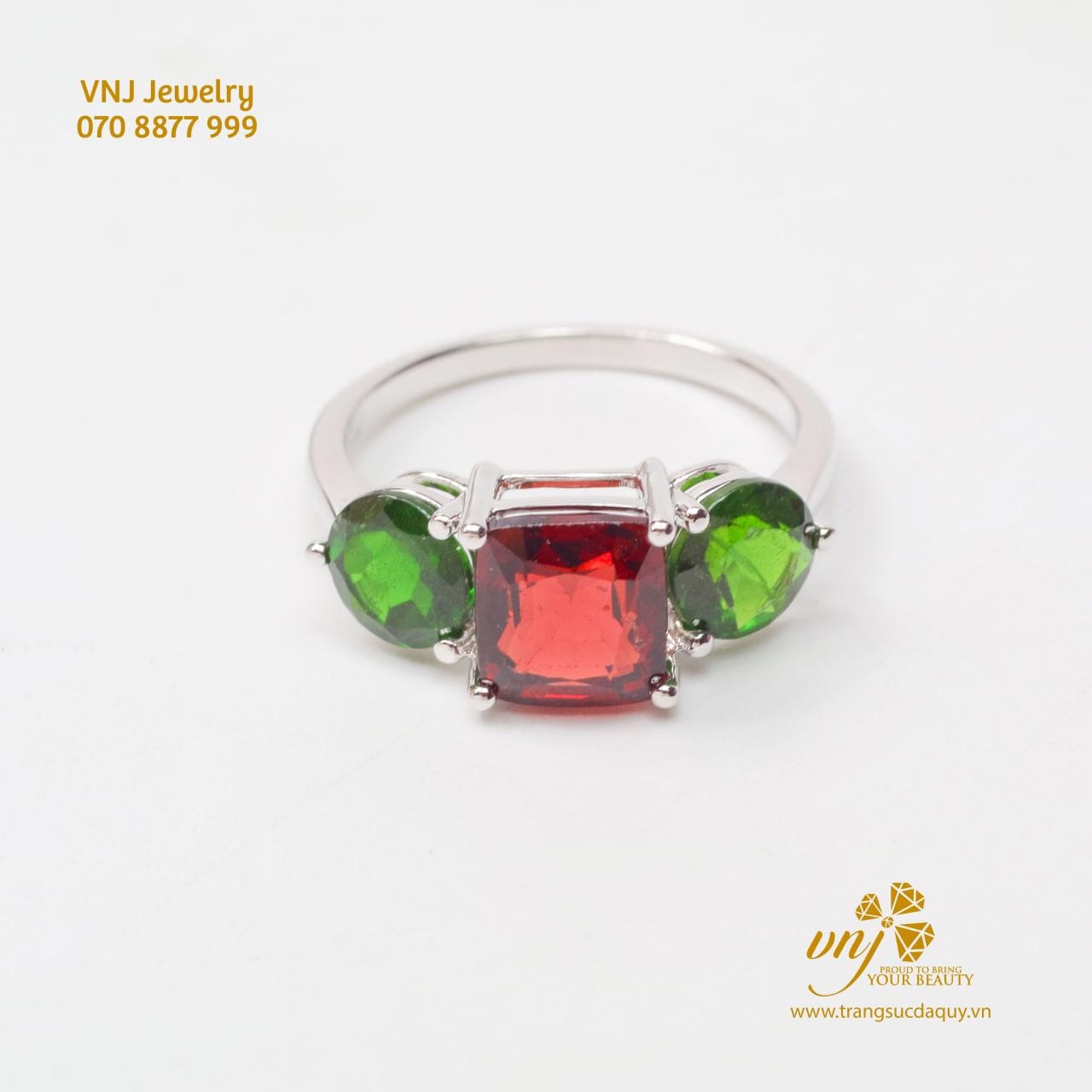 Nhẫn Garnet Xanh Mix Garnet đỏ. (3)