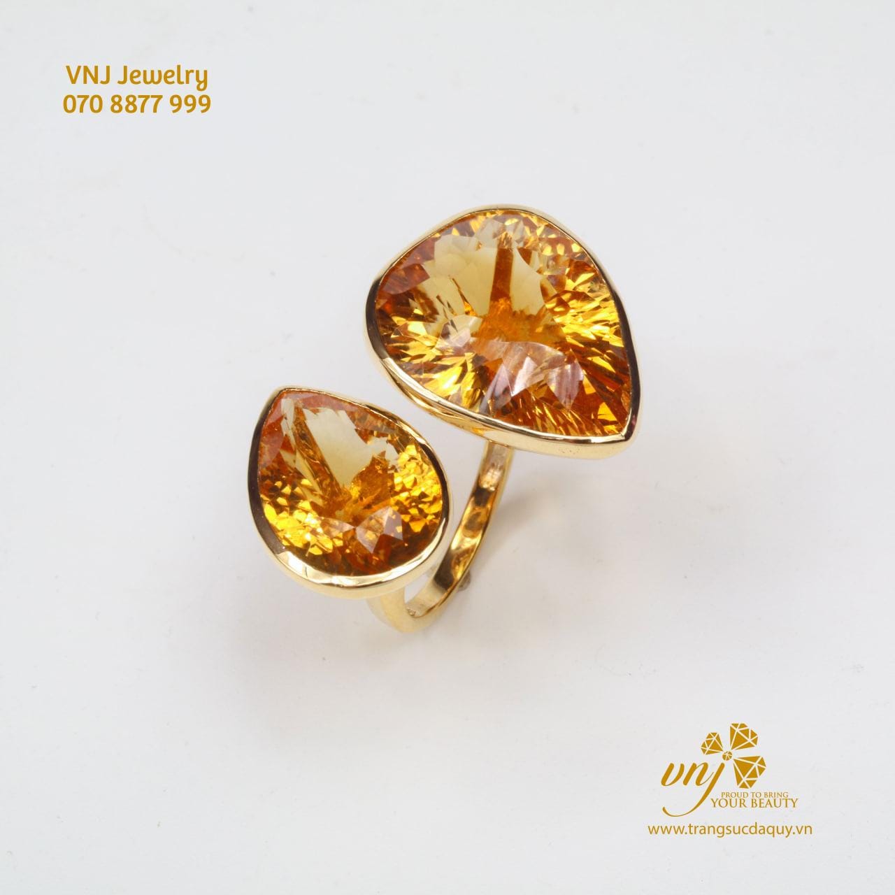 Nhẫn đá Citrine Vintage 2 đá (2)