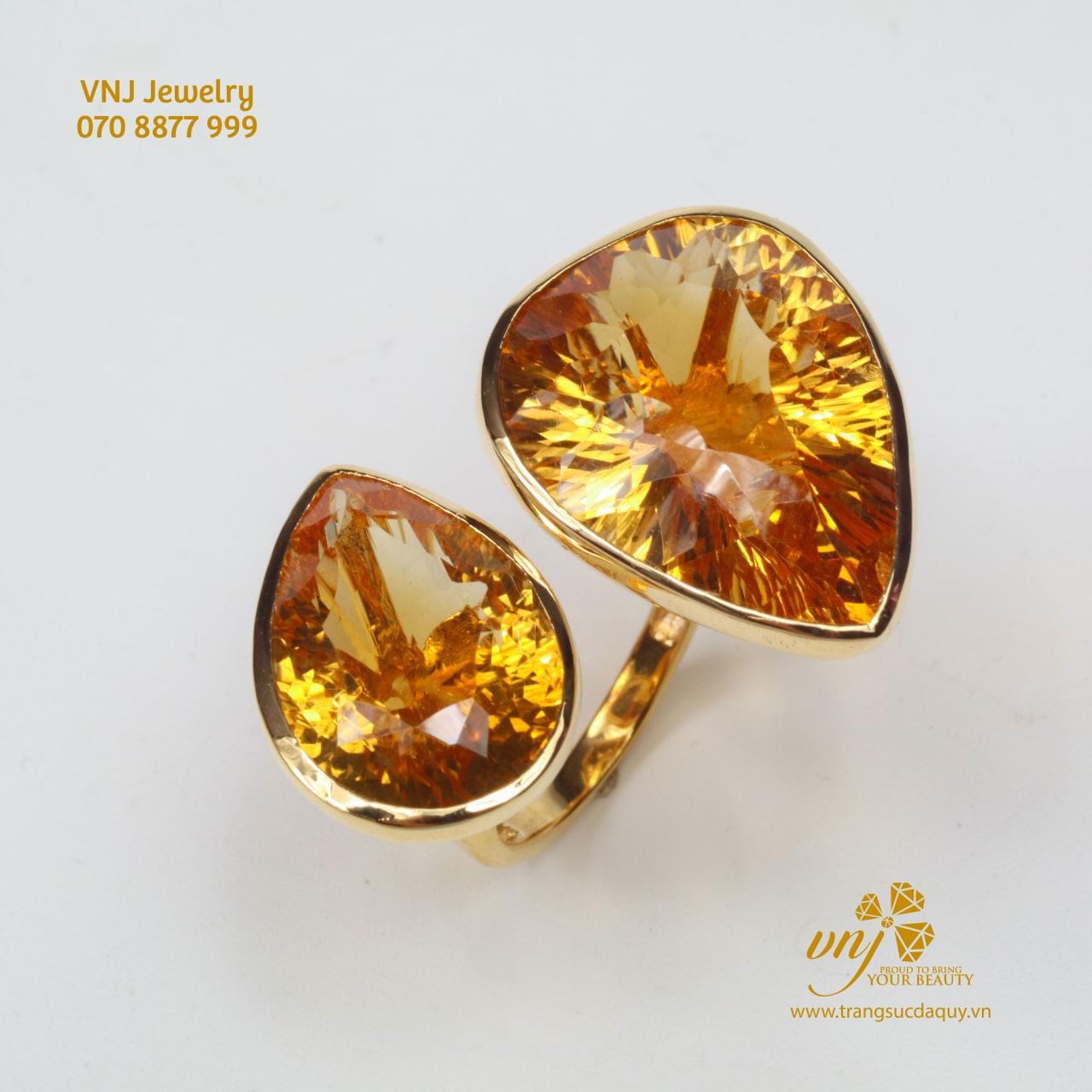 Nhẫn đá Citrine Vintage 2 đá (3)