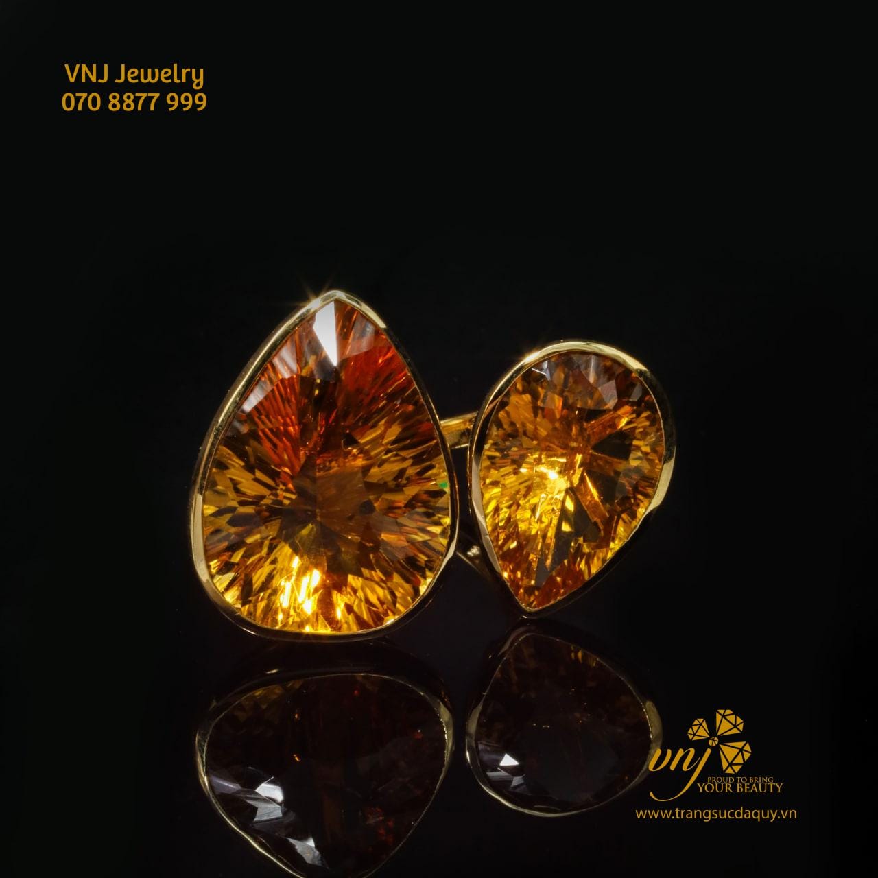 Nhẫn đá Citrine Vintage 2 đá (4)