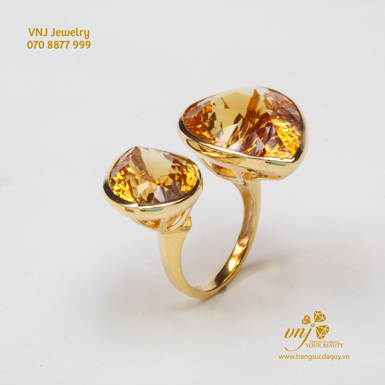 Nhẫn đá Citrine Vintage 2 đá (5)