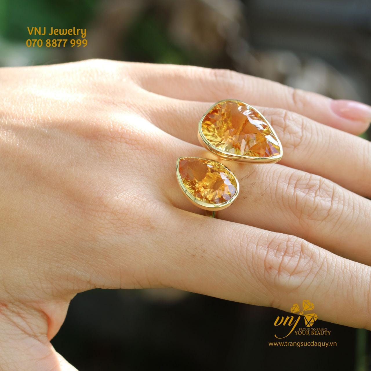 Nhẫn đá Citrine Vintage 2 đá (7)