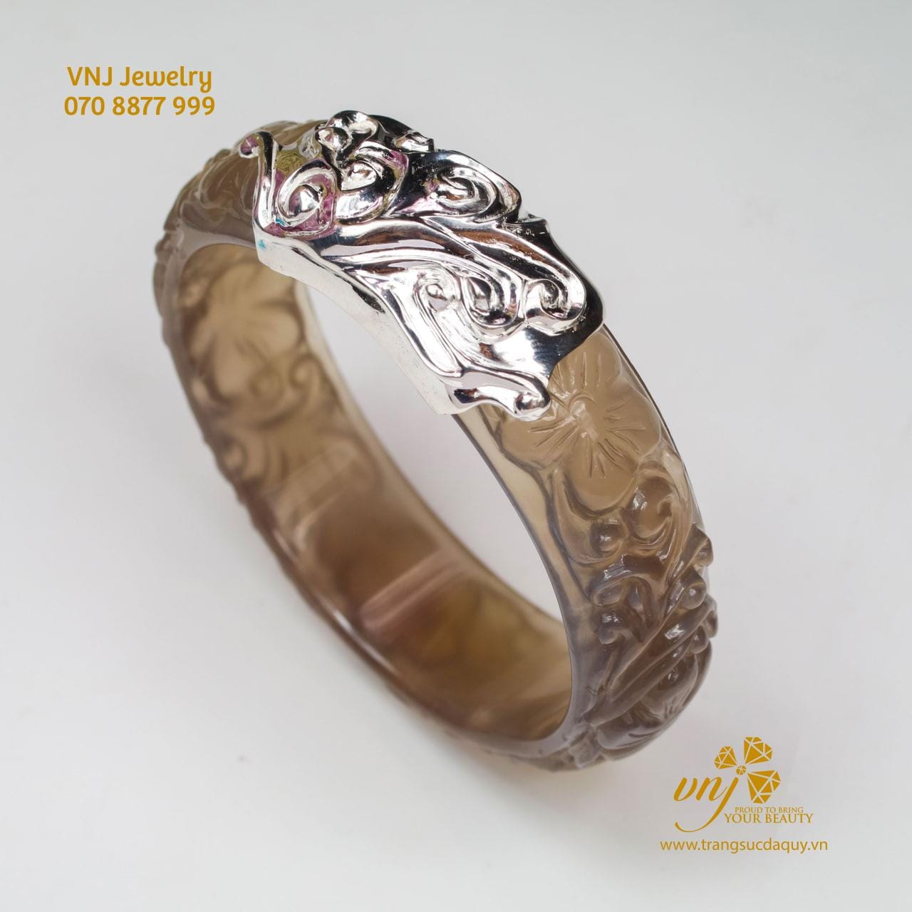 Vòng Tay Chalcedony Chạm Hoa Bọc Vàng Vkmn11 (3)