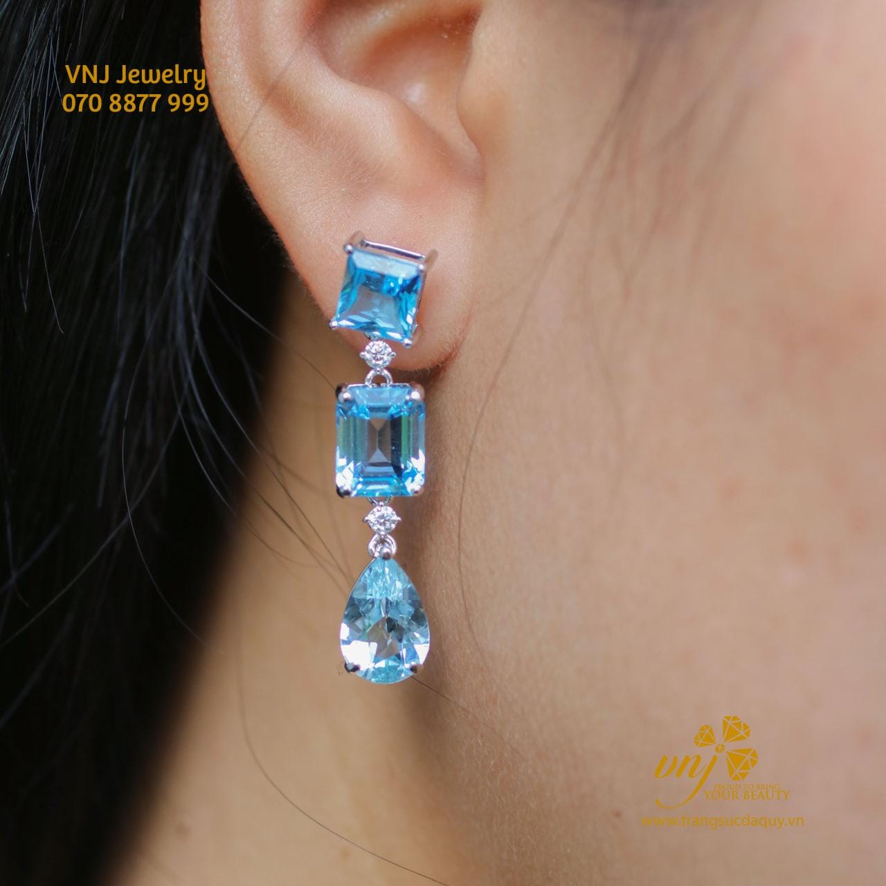 Bông Tai Đá Topaz BTT13