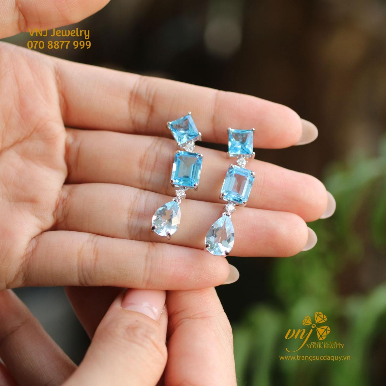 Bông Tai Đá Topaz BTT13