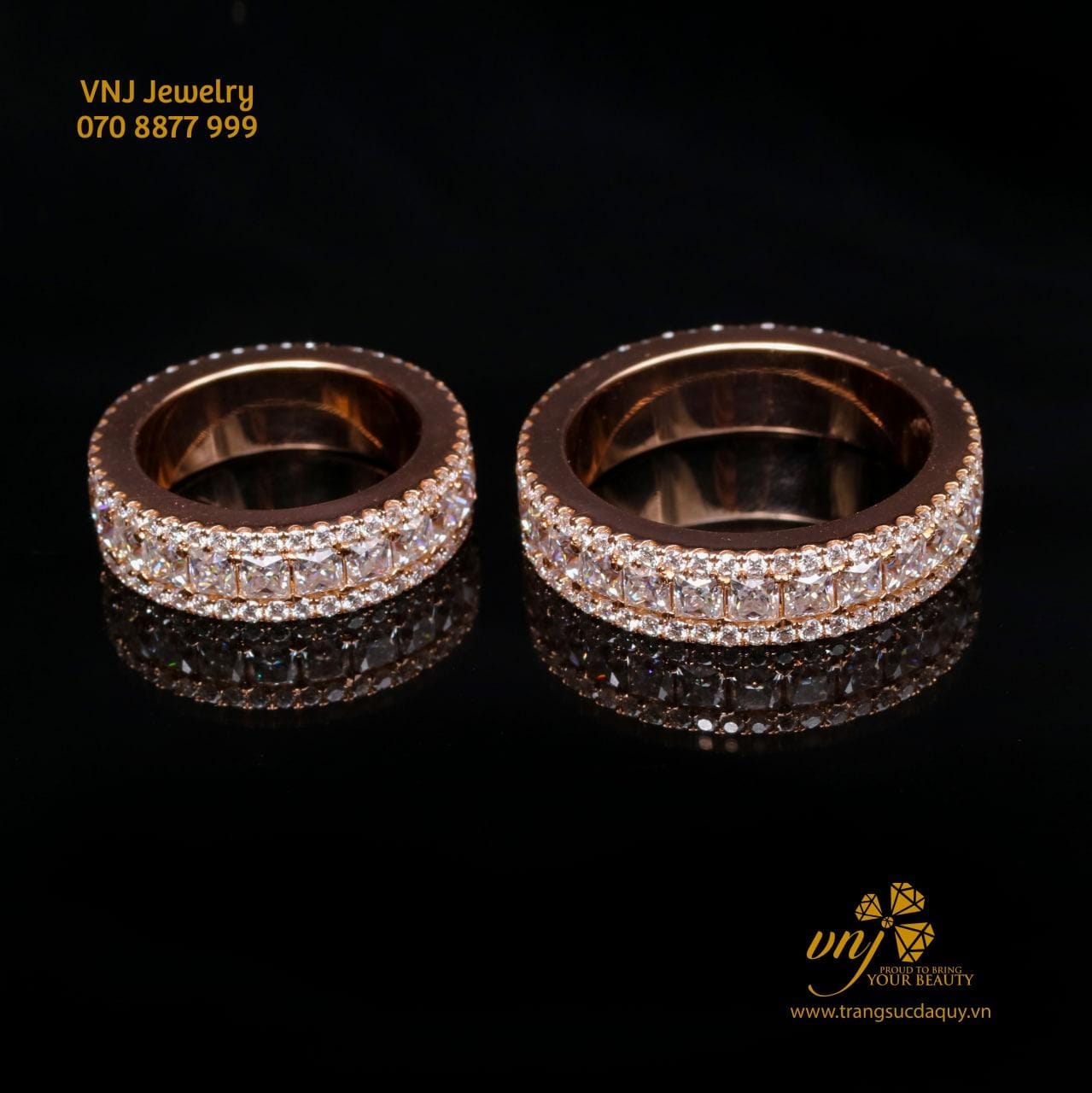 Nhẫn Cưới Vàng Trắng Hồng 2 Màu Đính Kim Cương Nc33 (3)