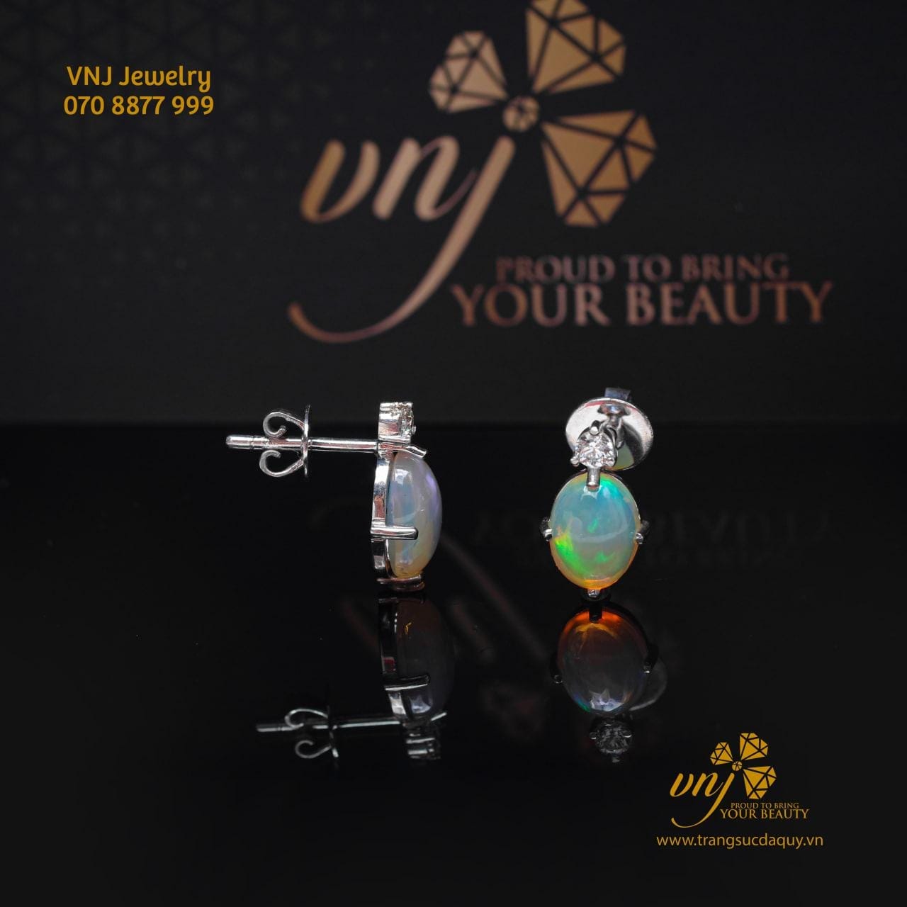 Bông Tai Opal Cầu Vồng BTO4