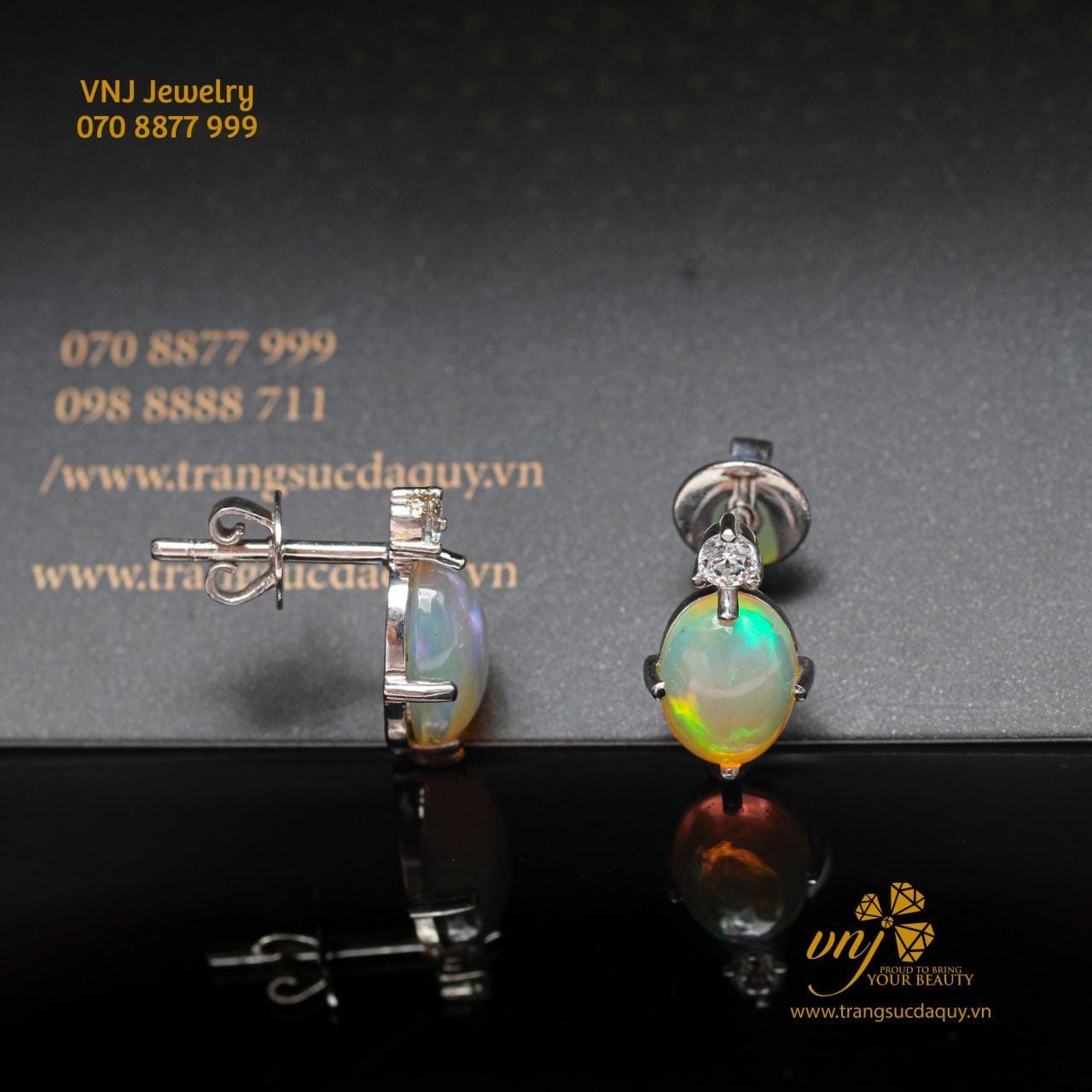 Bông Tai Opal Cầu Vồng BTO4