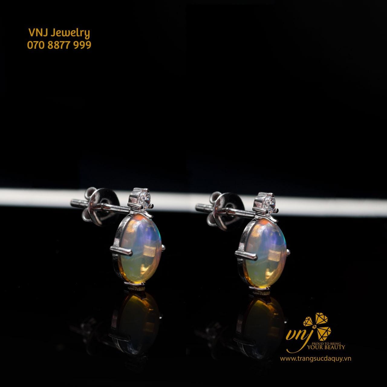 Bông Tai Opal Cầu Vồng BTO4