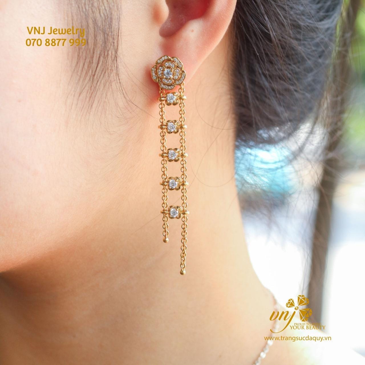 Bông Tai Hoa Hồng Kim Cương BTKC23