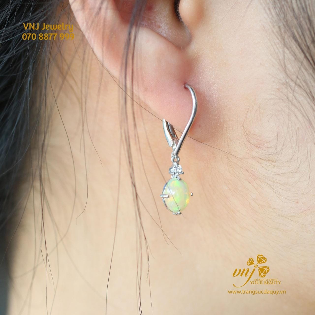 Bông Tai Treo đá Opal