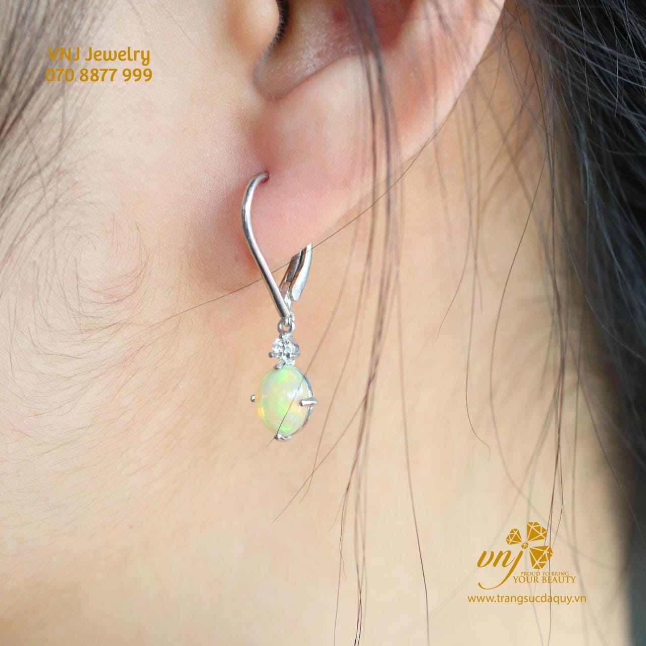 Bông Tai Treo đá Opal (2)