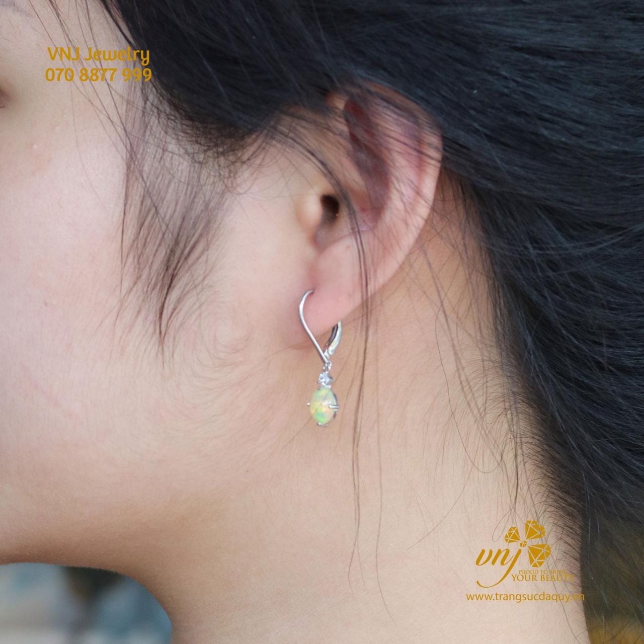 Bông Tai Treo đá Opal (3)