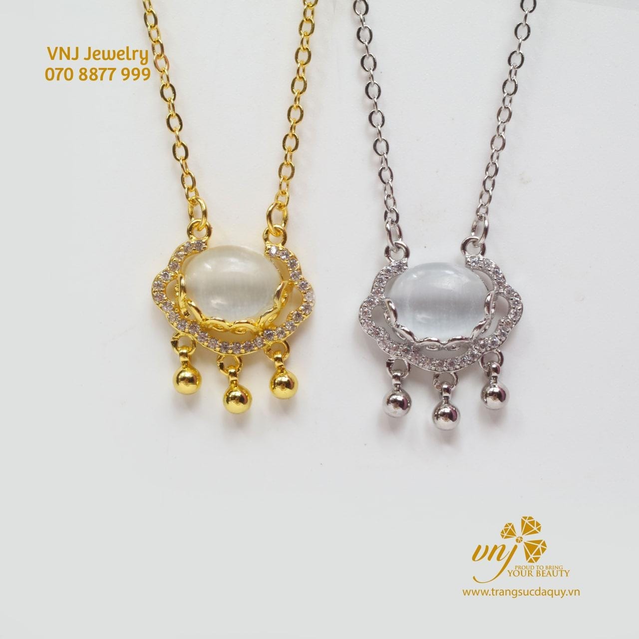 Mặt Dây Chuyền Khóa Trường Mệnh đá Mặt Trăng