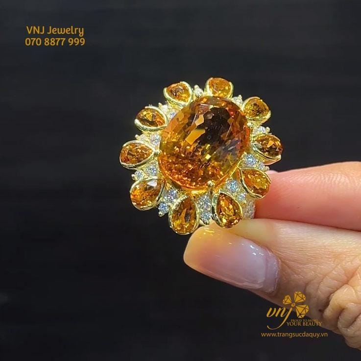 Nhẫn Citrine Thiên Nhiên Nwqv11 (2)