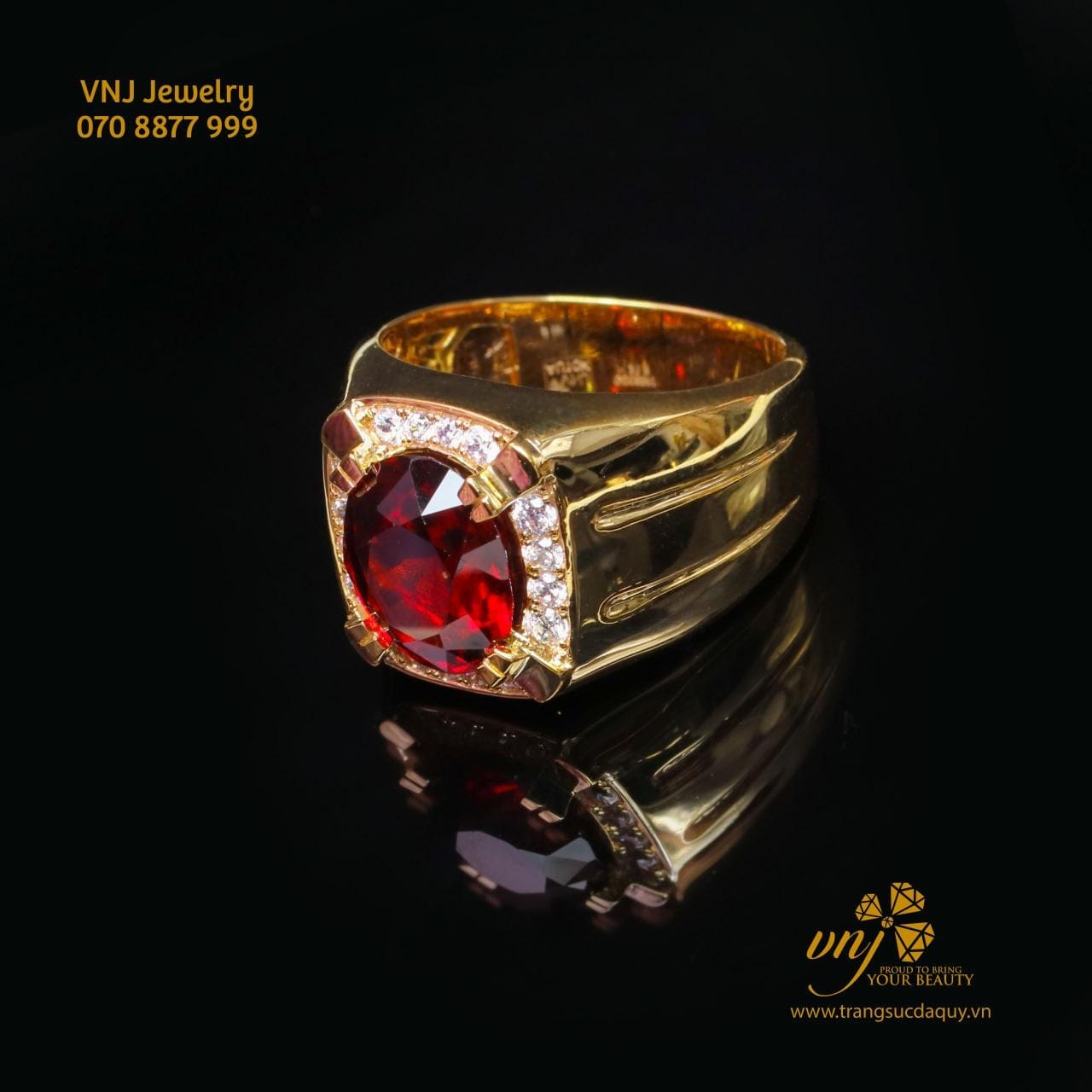 Nhẫn Đá Garnet Đỏ Thiên Nhiên