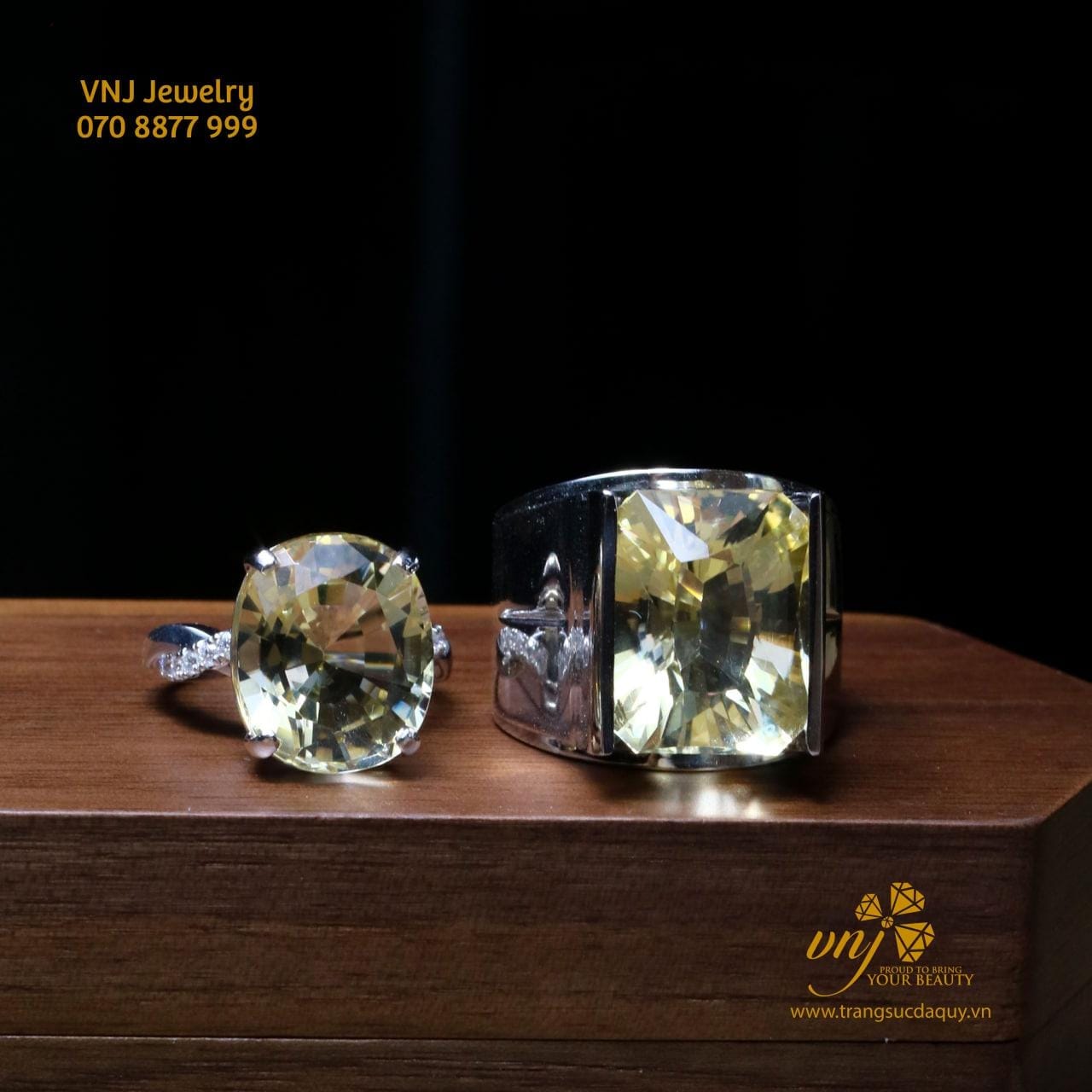 Nhẫn Cặp đá citrine Thiên Nhiên