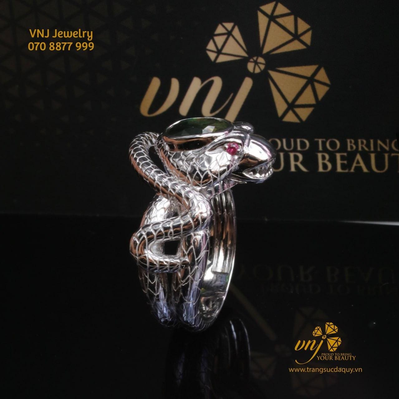 Nhẫn Rắn Hổ Mang Vàng Trắng 18k (6)