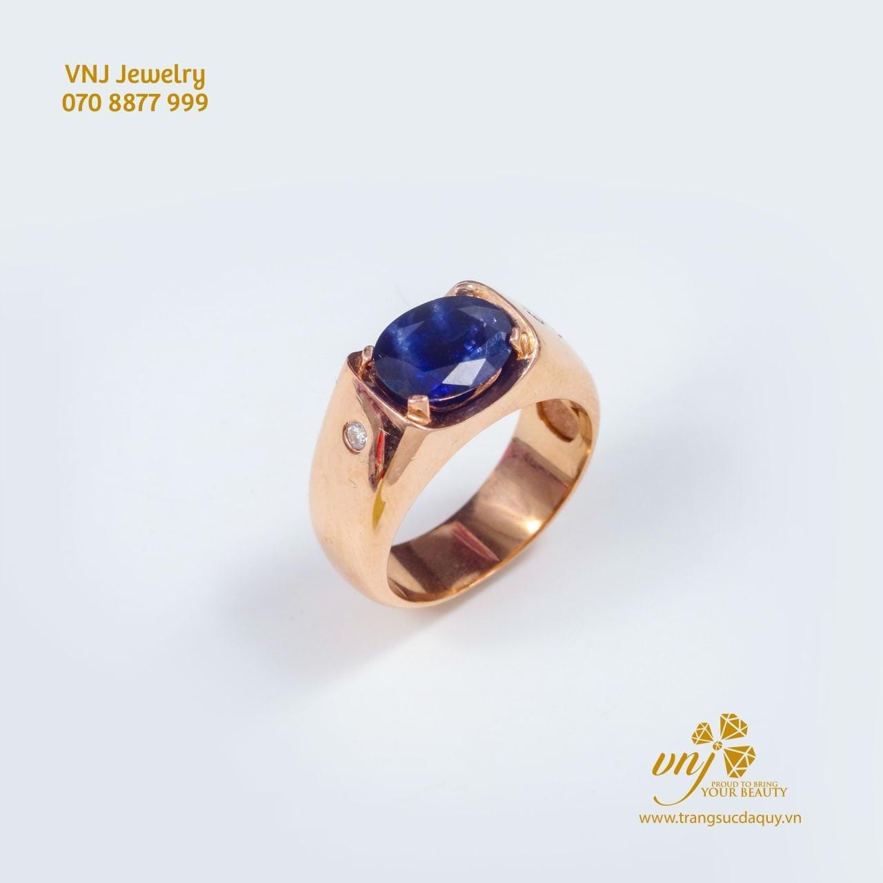 Nhẫn Sapphire Xanh Vàng Hồng Nm128