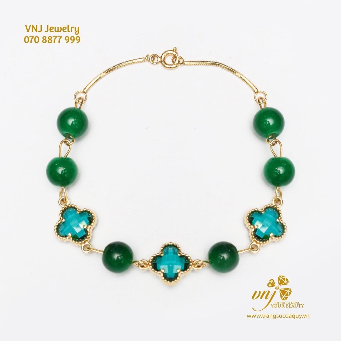 Vòng Tay Cỏ 4 Lá Ngọc Mích Mix Topaz